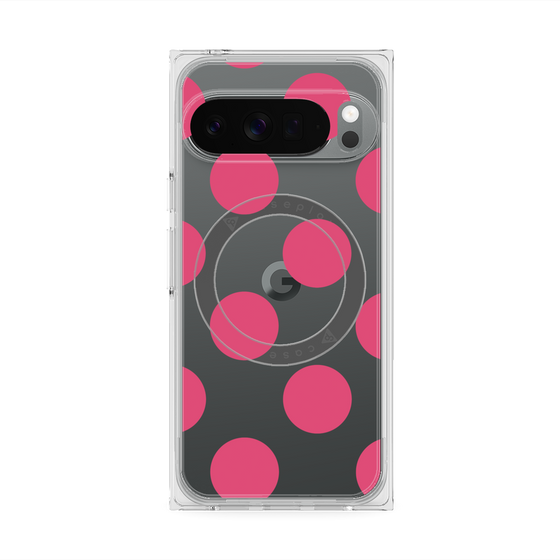 プレミアムスクエアケース with Pixelsnap［ シンプルドット - Pink ］