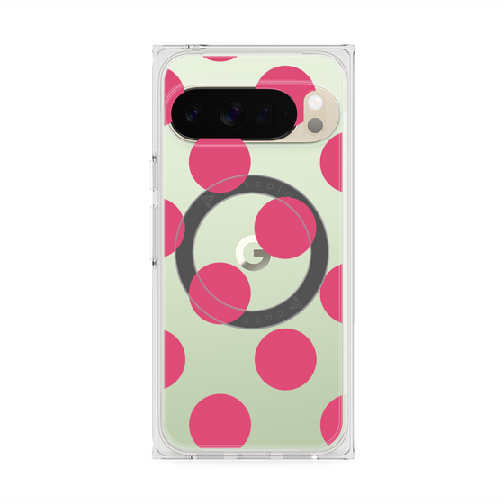 プレミアムスクエアケース with Pixelsnap［ シンプルドット - Pink ］