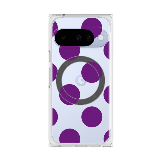 プレミアムスクエアケース with Pixelsnap［ シンプルドット - Purple ］