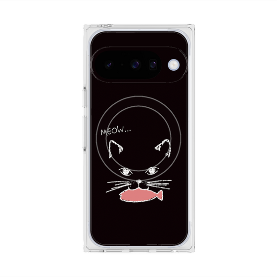 プレミアムスクエアケース with Pixelsnap［ 食いしん坊なねこ - Black ］