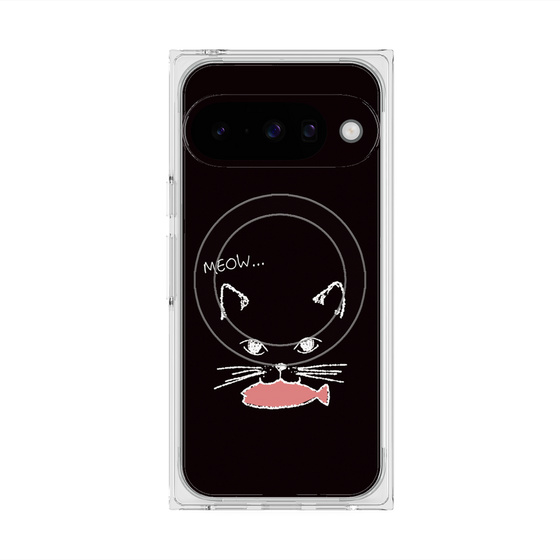 プレミアムスクエアケース with Pixelsnap［ 食いしん坊なねこ - Black ］