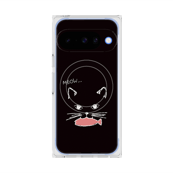 プレミアムスクエアケース with Pixelsnap［ 食いしん坊なねこ - Black ］