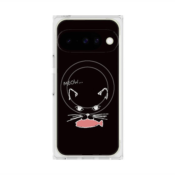 プレミアムスクエアケース with Pixelsnap［ 食いしん坊なねこ - Black ］