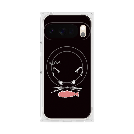 プレミアムスクエアケース with Pixelsnap［ 食いしん坊なねこ - Black ］