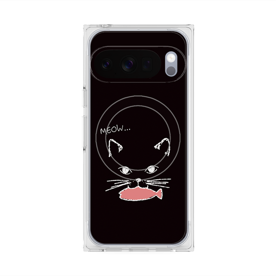 プレミアムスクエアケース with Pixelsnap［ 食いしん坊なねこ - Black ］