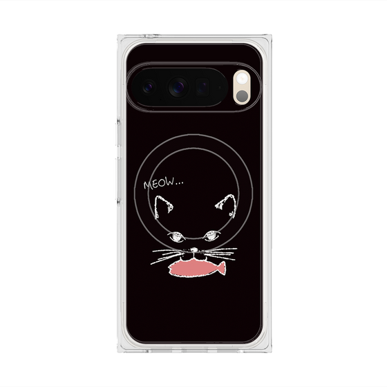 プレミアムスクエアケース with Pixelsnap［ 食いしん坊なねこ - Black ］