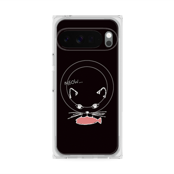 プレミアムスクエアケース with Pixelsnap［ 食いしん坊なねこ - Black ］