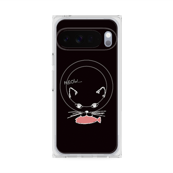 プレミアムスクエアケース with Pixelsnap［ 食いしん坊なねこ - Black ］