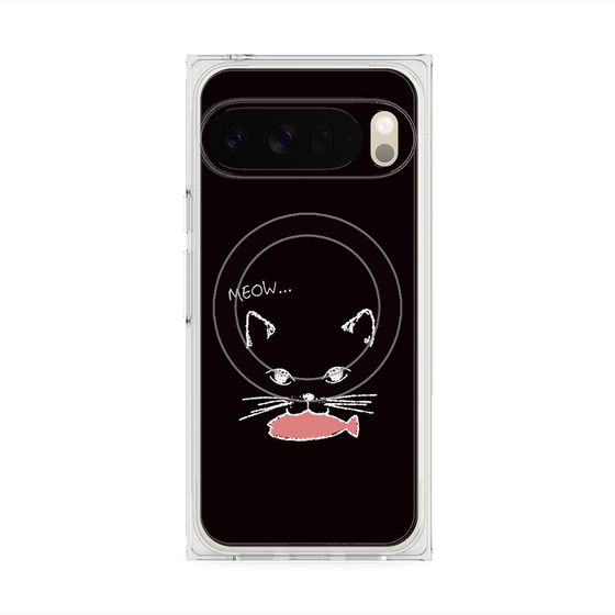 プレミアムスクエアケース with Pixelsnap［ 食いしん坊なねこ - Black ］