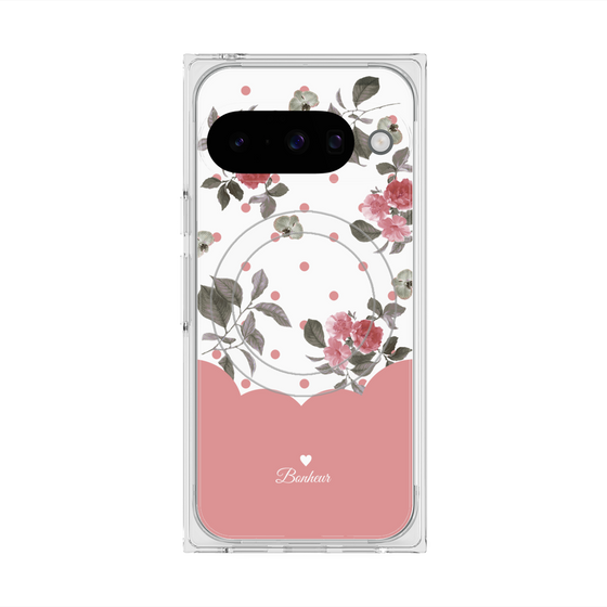 プレミアムスクエアケース with Pixelsnap［ ツインドットフラワー - Pink ］