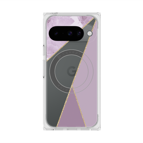 プレミアムスクエアケース with Pixelsnap［ マーブルトライアングルパレット - Purple ］