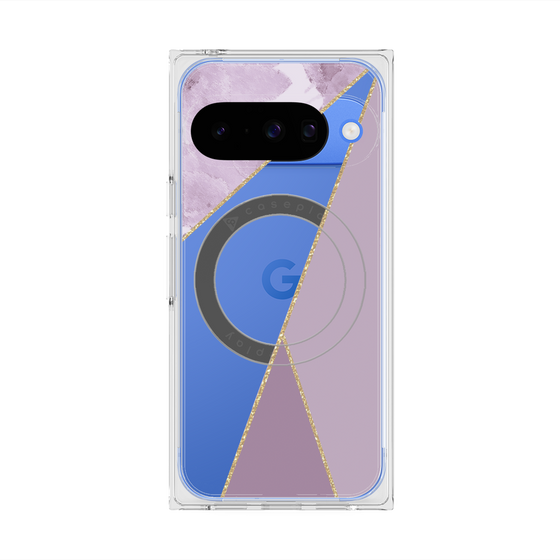 プレミアムスクエアケース with Pixelsnap［ マーブルトライアングルパレット - Purple ］