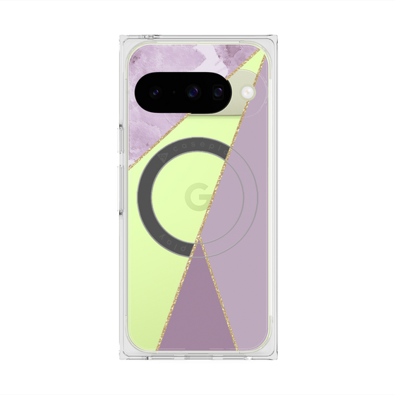 プレミアムスクエアケース with Pixelsnap［ マーブルトライアングルパレット - Purple ］