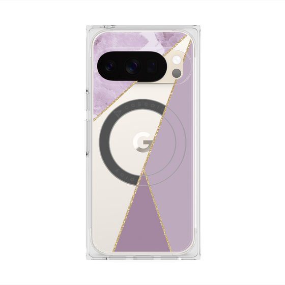 プレミアムスクエアケース with Pixelsnap［ マーブルトライアングルパレット - Purple ］