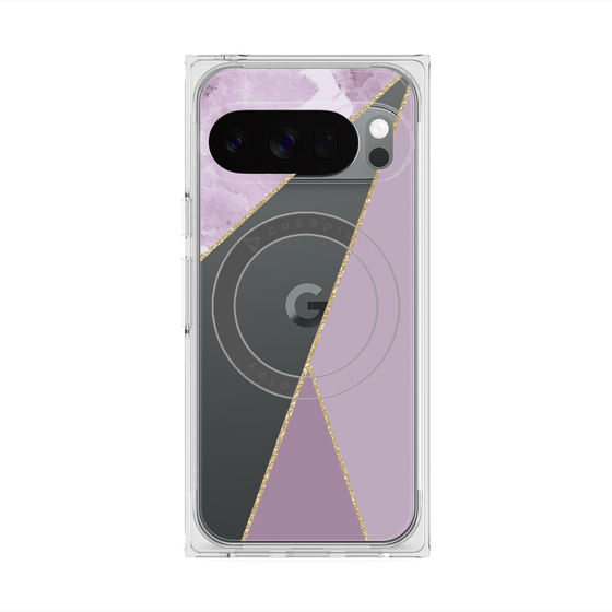 プレミアムスクエアケース with Pixelsnap［ マーブルトライアングルパレット - Purple ］