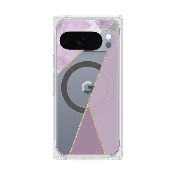 プレミアムスクエアケース with Pixelsnap［ マーブルトライアングルパレット - Purple ］