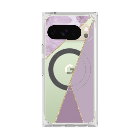 プレミアムスクエアケース with Pixelsnap［ マーブルトライアングルパレット - Purple ］