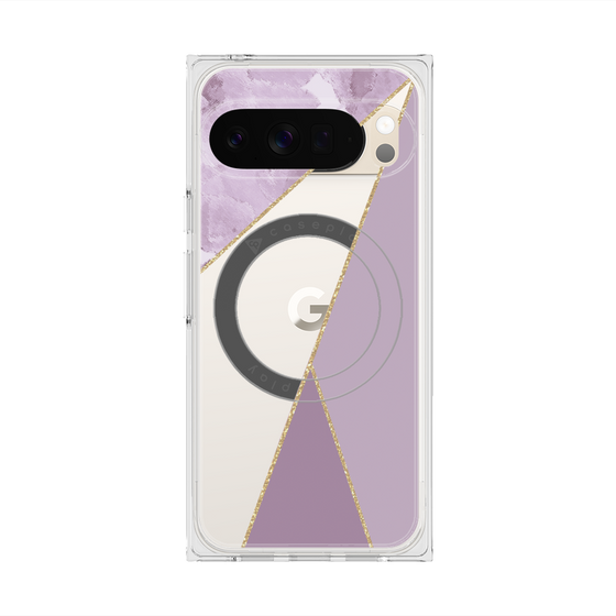 プレミアムスクエアケース with Pixelsnap［ マーブルトライアングルパレット - Purple ］