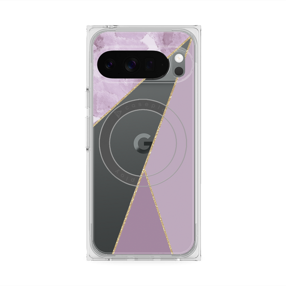 プレミアムスクエアケース with Pixelsnap［ マーブルトライアングルパレット - Purple ］