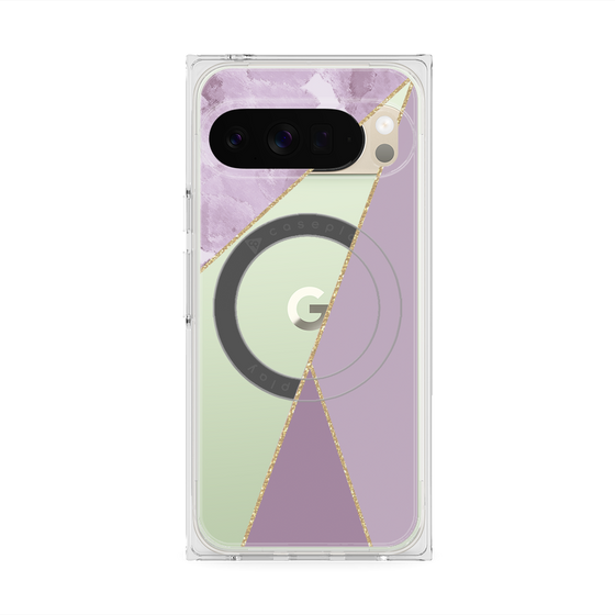 プレミアムスクエアケース with Pixelsnap［ マーブルトライアングルパレット - Purple ］