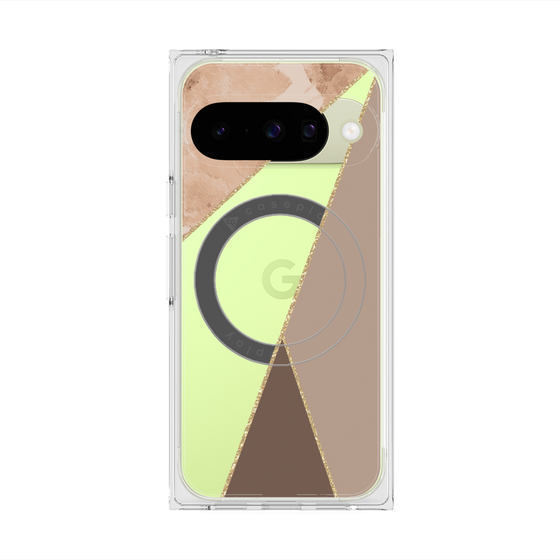 プレミアムスクエアケース with Pixelsnap［ マーブルトライアングルパレット - Brown ］