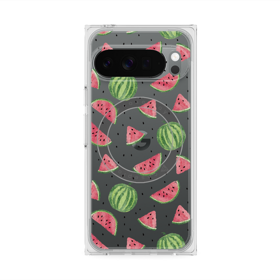 プレミアムスクエアケース with Pixelsnap［ クレヨンスイカ ］