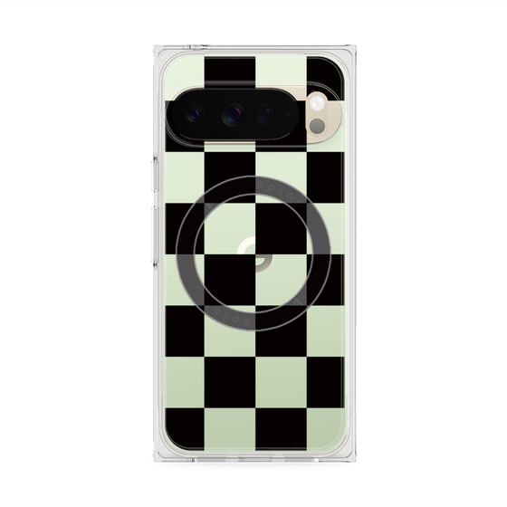 プレミアムスクエアケース with Pixelsnap［ 市松模様 - Black ］