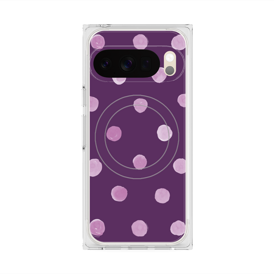 プレミアムスクエアケース with Pixelsnap［ 水彩ドット・レトロカラー - Purple ］