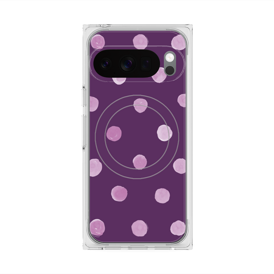 プレミアムスクエアケース with Pixelsnap［ 水彩ドット・レトロカラー - Purple ］
