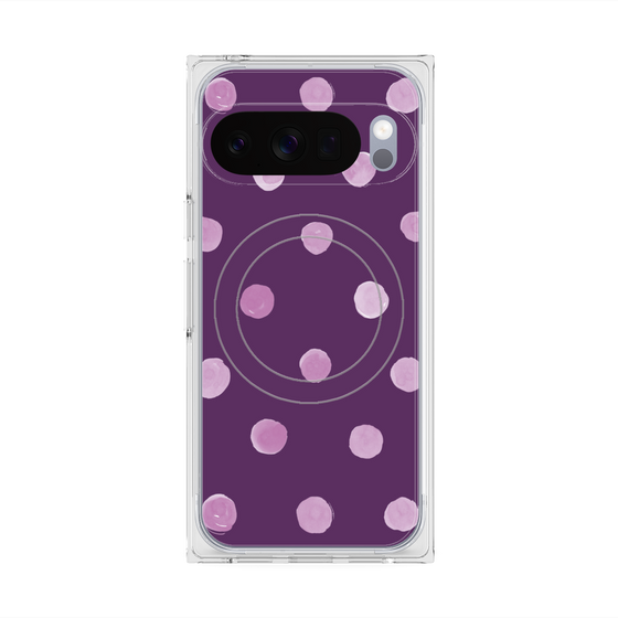 プレミアムスクエアケース with Pixelsnap［ 水彩ドット・レトロカラー - Purple ］