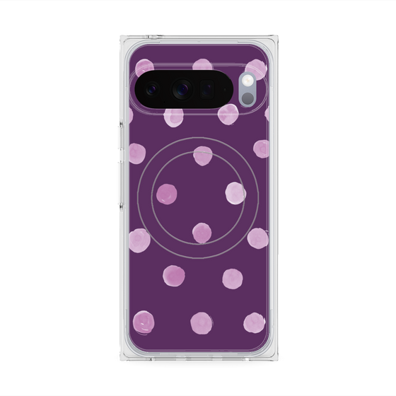 プレミアムスクエアケース with Pixelsnap［ 水彩ドット・レトロカラー - Purple ］