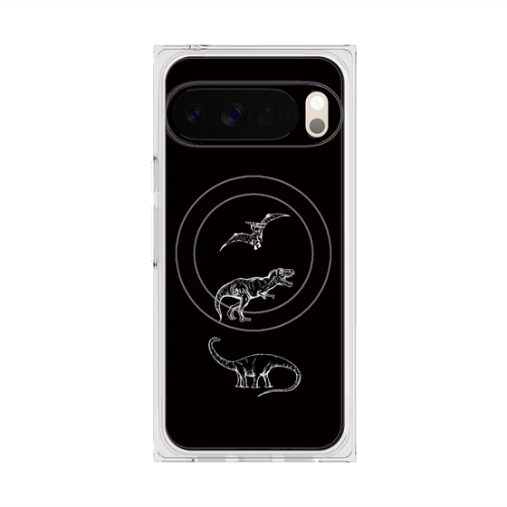 プレミアムスクエアケース with Pixelsnap［ Dinosaurs No.1 - Black ］