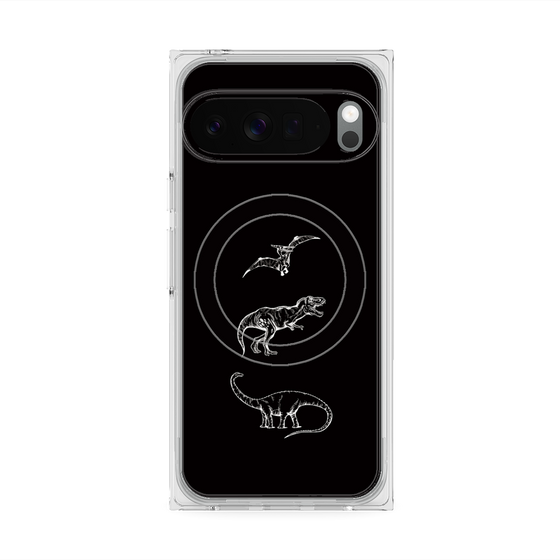プレミアムスクエアケース with Pixelsnap［ Dinosaurs No.1 - Black ］