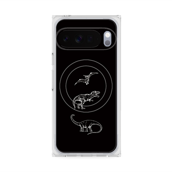 プレミアムスクエアケース with Pixelsnap［ Dinosaurs No.1 - Black ］