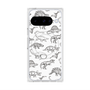 プレミアムスクエアケース with Pixelsnap［ Dinosaurs No.2 - White ］