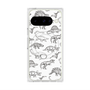 プレミアムスクエアケース with Pixelsnap［ Dinosaurs No.2 - White ］