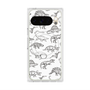 プレミアムスクエアケース with Pixelsnap［ Dinosaurs No.2 - White ］