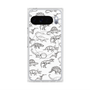 プレミアムスクエアケース with Pixelsnap［ Dinosaurs No.2 - White ］
