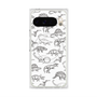 プレミアムスクエアケース with Pixelsnap［ Dinosaurs No.2 - White ］