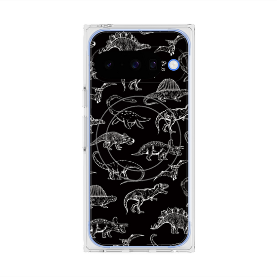 プレミアムスクエアケース with Pixelsnap［ Dinosaurs No.2 - Black ］