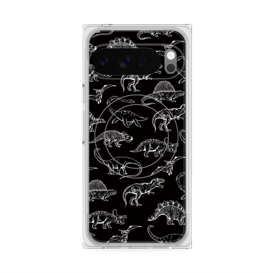 プレミアムスクエアケース with Pixelsnap［ Dinosaurs No.2 - Black ］