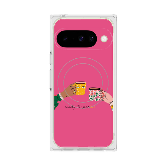 プレミアムスクエアケース with Pixelsnap［ Teatime - Pink ］