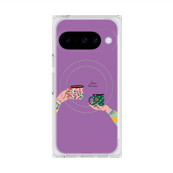 プレミアムスクエアケース with Pixelsnap［ Teatime - Purple ］