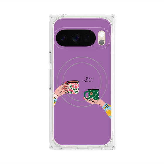 プレミアムスクエアケース with Pixelsnap［ Teatime - Purple ］