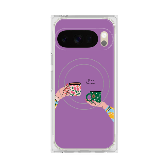 プレミアムスクエアケース with Pixelsnap［ Teatime - Purple ］