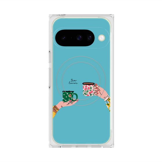 プレミアムスクエアケース with Pixelsnap［ Teatime - Blue ］