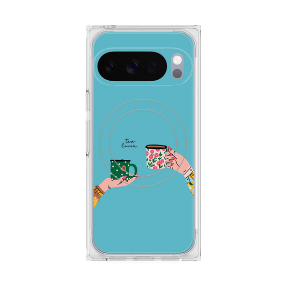 プレミアムスクエアケース with Pixelsnap［ Teatime - Blue ］