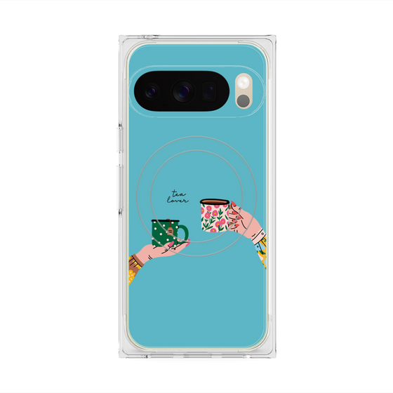 プレミアムスクエアケース with Pixelsnap［ Teatime - Blue ］