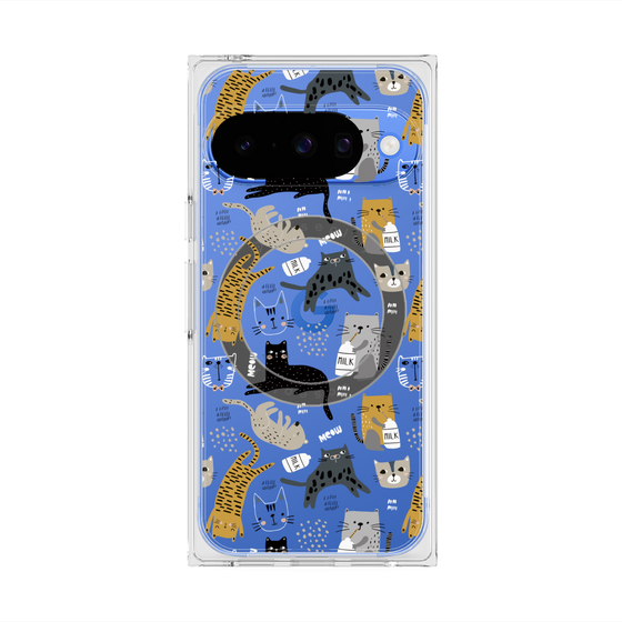 プレミアムスクエアケース with Pixelsnap［ Funny Cats - 01 ］