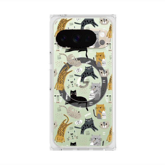 プレミアムスクエアケース with Pixelsnap［ Funny Cats - 01 ］